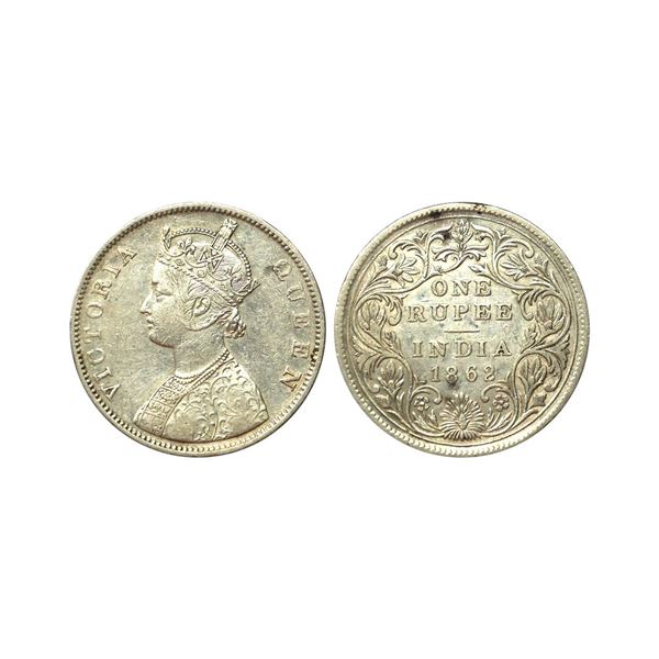 Victoria Queen, Silver Rupee, 1862, Calcutta Mint