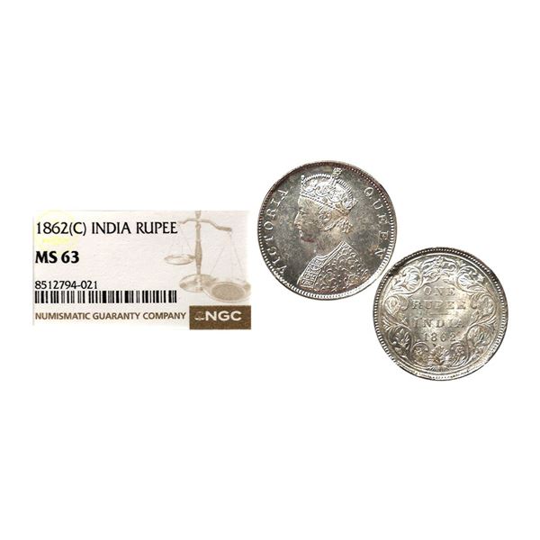 Victoria Queen, Silver Rupee, 1862, Calcutta Mint, Superb bold strike with full mint bloom