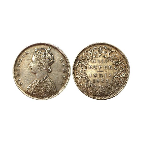 Victoria Queen, Silver 1/2 Rupee, 1862