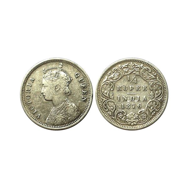 Victoria Queen, Silver 1/4 Rupee, 1876, Bombay Mint
