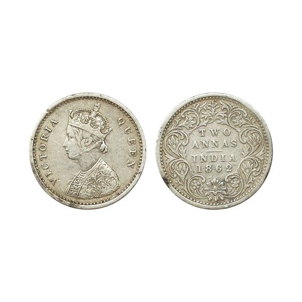Victoria Queen, Silver 2 Annas, 1862,