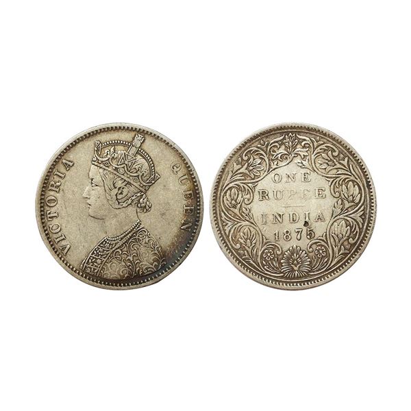 Victoria Empress, Silver Rupee,1875, A2/II,