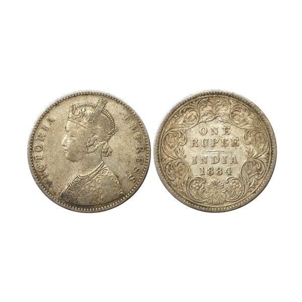 Victoria Empress, Silver Rupee, 1884, A1/I,dot,