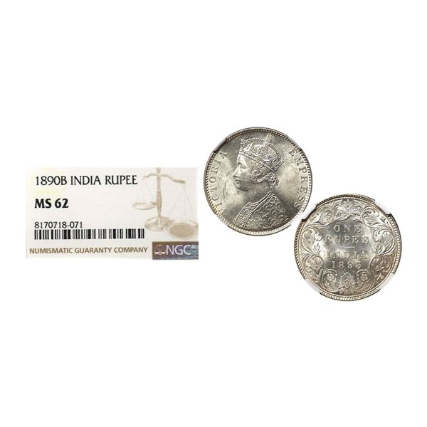 Victoria Empress, Silver Rupee 1890, C2/I, B incuse at Top