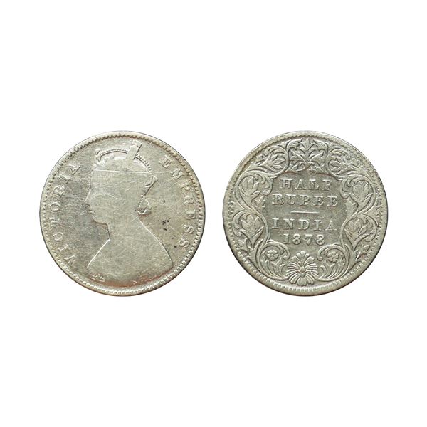 Victoria Empress, Silver 1/2 Rupee, 1878, Calcutta Mint