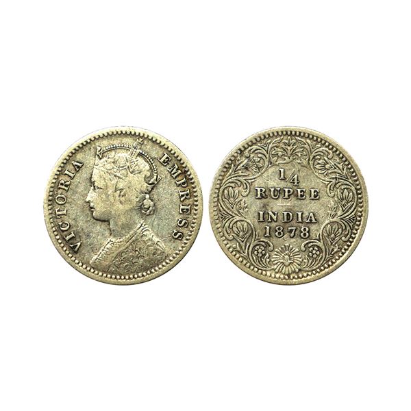 Victoria Empress, Silver 1/4 Rupee, 1878, Calcutta Mint