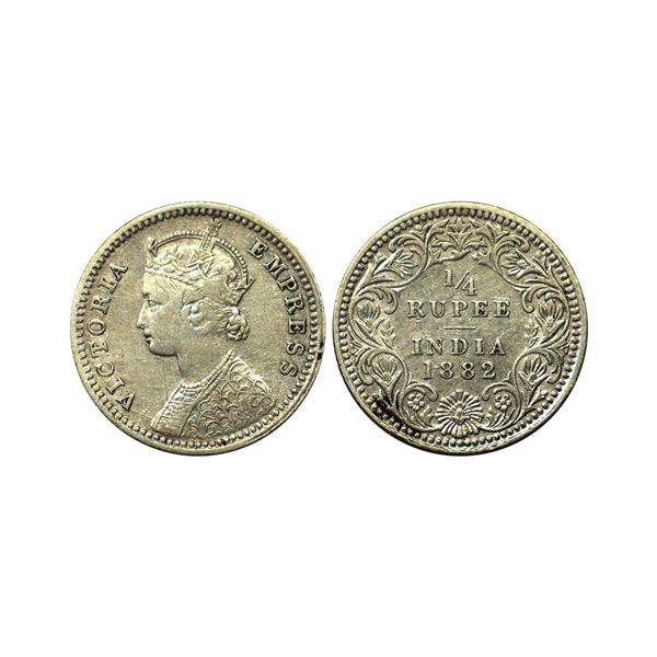 Victoria Empress, Silver 1/4 Rupee, 1882, Calcutta Mint