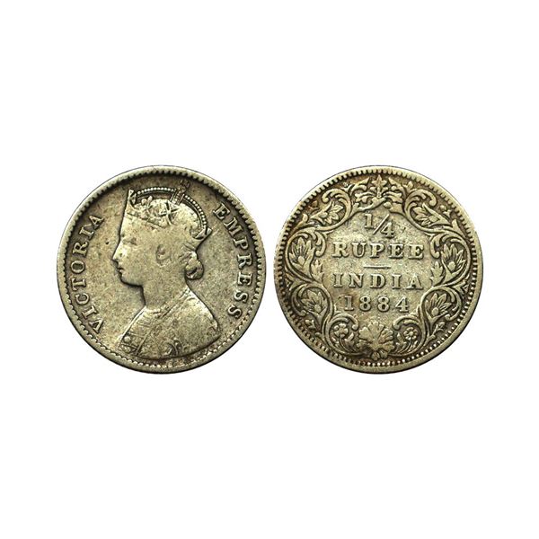 Victoria Empress, Silver 1/4 Rupee, 1884, Bombay Mint
