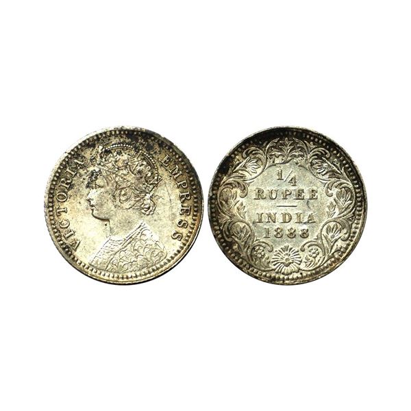Victoria Empress, Silver 1/4 Rupee, 1888, Calcutta Mint