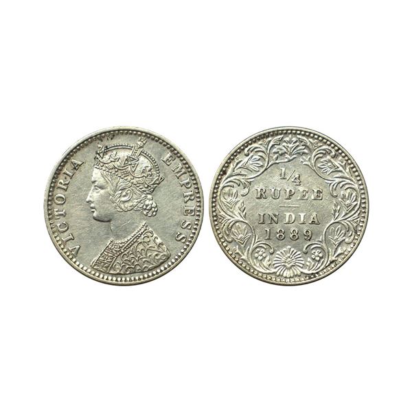 Victoria Empress, Silver 1/4 Rupee, 1889, Bombay Mint
