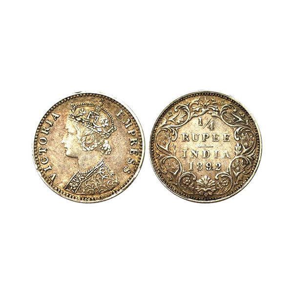 Victoria Empress, Silver 1/4 Rupee, 1892, Bombay Mint