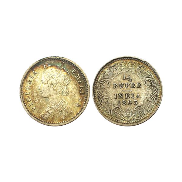 Victoria Empress, Silver 1/4 Rupee, 1893, Calcutta Mint