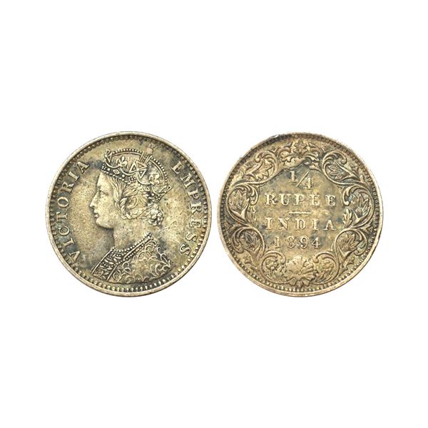 Victoria Empress, Silver 1/4 Rupee, 1894, Bombay Mint