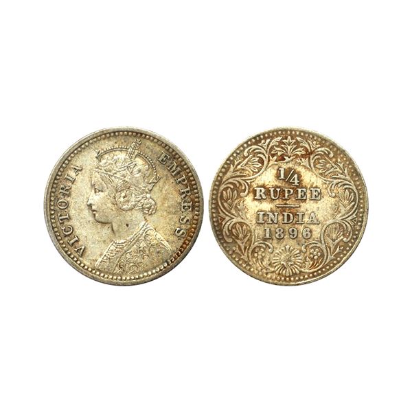 Victoria Empress, Silver 1/4 Rupee, 1896, Calcutta Mint