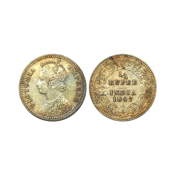 Victoria Empress, Silver 1/4 Rupee, 1897, Calcutta Mint