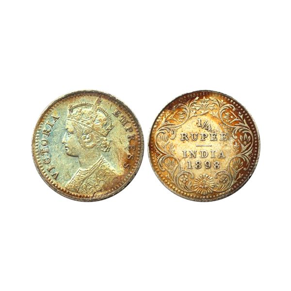 Victoria Empress, Silver 1/4 Rupee, 1898, Calcutta Mint