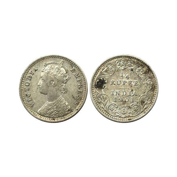 Victoria Empress, Silver 1/4 Rupee, 1901, Calcutta Mint