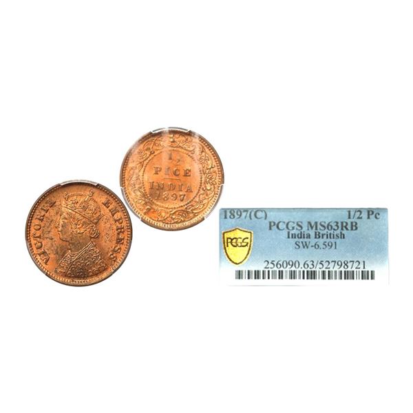 Victoria Empress, Copper 1/2 Pice, 1897, Calcutta Mint