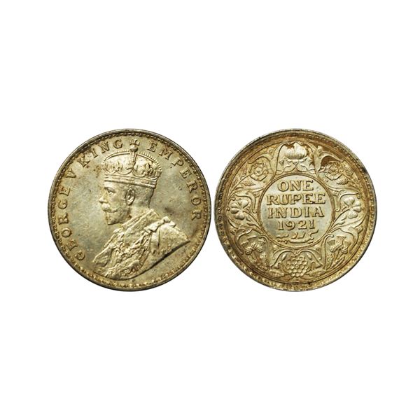 George V King Emperor, Silver Rupee, 1921, Bombay Mint, AUNC.