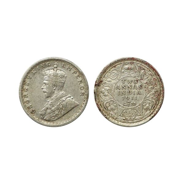 George V King Emperor, Silver 2 Annas, 1911