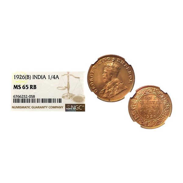 George V, Copper 1/4 anna,1926, Bombay mint