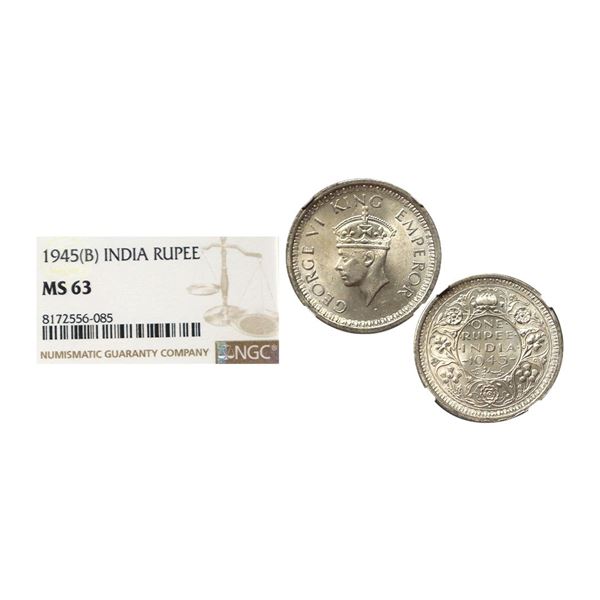 George VI, Silver Rupee, 1945, Bombay mint,