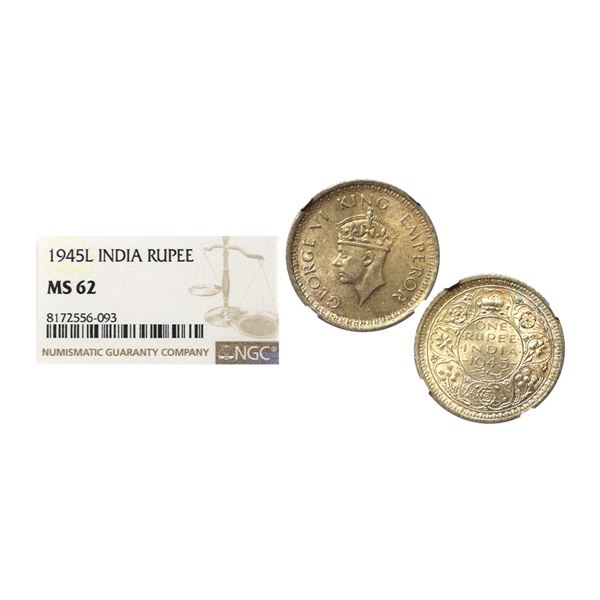 George VI, Silver Rupee 1945, Lahore mint