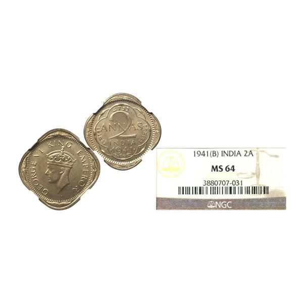 George VI King Emperor, Copper-Nickel 2 Annas, 1941, Bombay Min