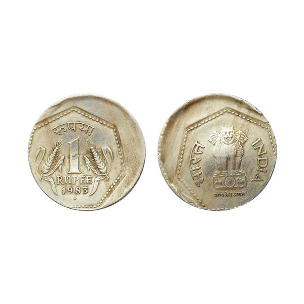 1983, Bombay Mint, 1 Rupee, Copper-Nickel, 25%