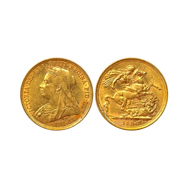 British Colony, Australia, Victoria Empress, Gold Sovereign, 7.98 gms, 1896 AD, Melbourne Mint,