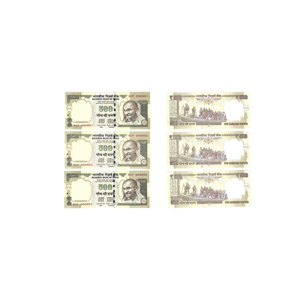 Republic India, 500 Rupees, Set of 10 Notes, Fancy Number, Same Prefix- 9GP, Signed by Raghuram G. R