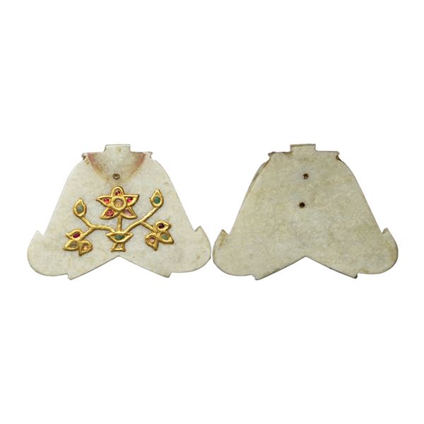 Post Mughal, Pietra Dura, Inlay Gold Work on Jade, 17.14 gms