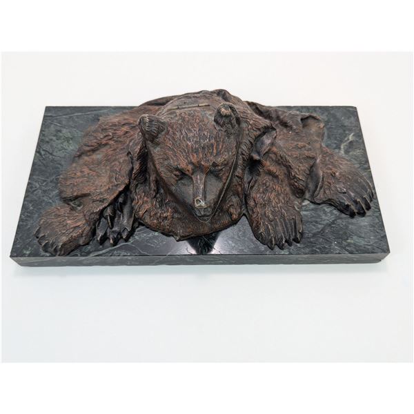 ANTIQUE BRONZE BEAR INK WELL