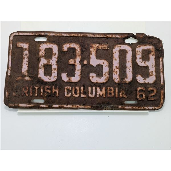 1962 BC LICENSE PLATES