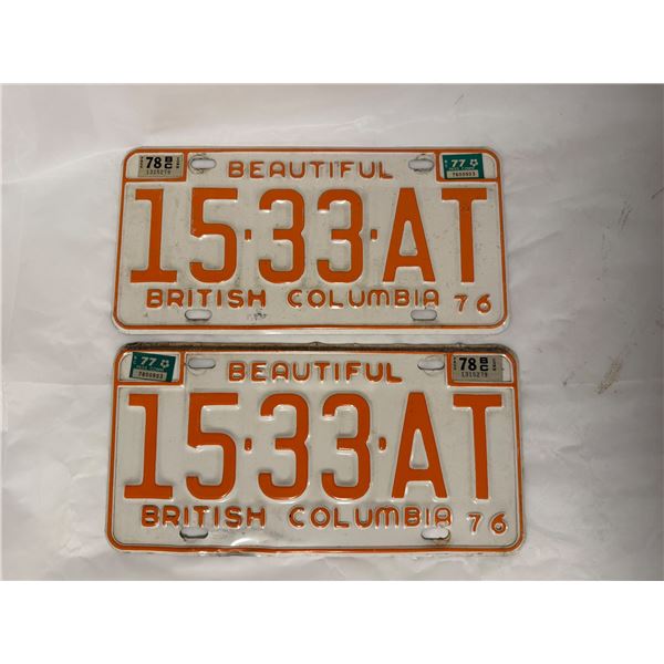 1976 British Columbia license plate pair