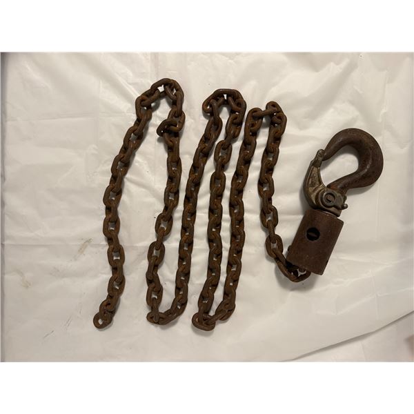 vintage forged steel chain with a hook