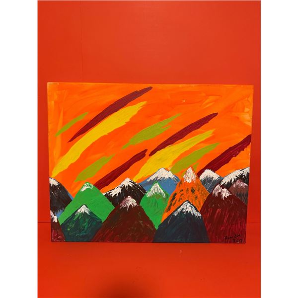 FOLK ART by Ron Smallwood titled "BRIGHT SKY"