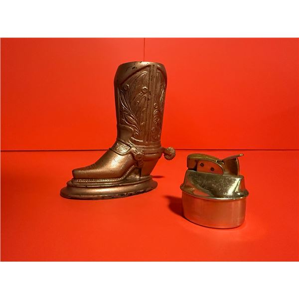 Vintage cowboy boot table lighter