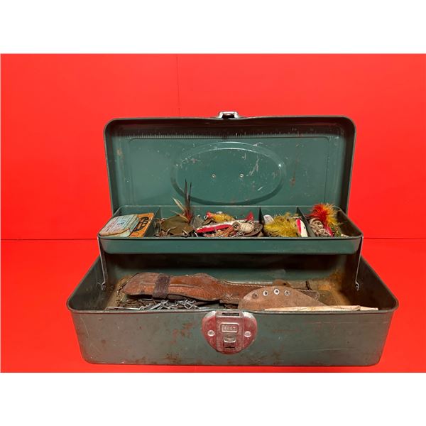 vintage green metal Union Steel Chest tackle box
