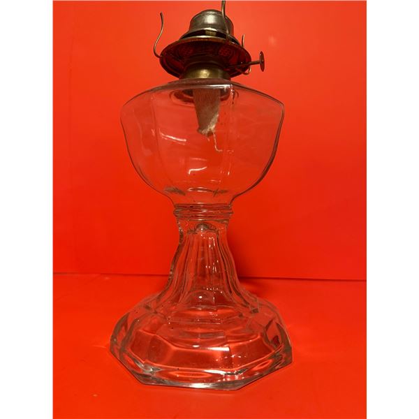 vintage clear glass kerosene oil lamp