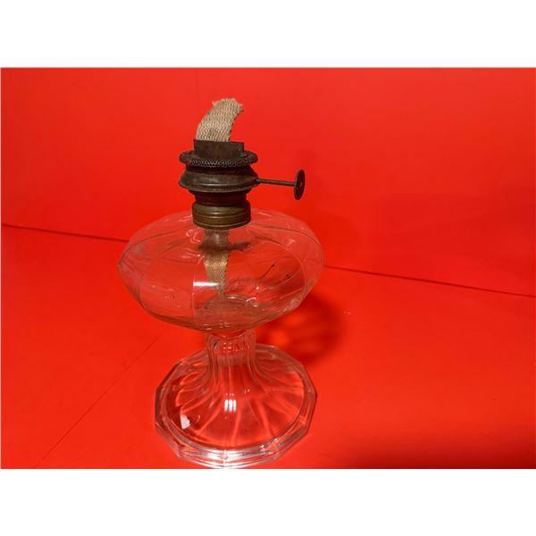 vintage clear glass kerosene oil lamp