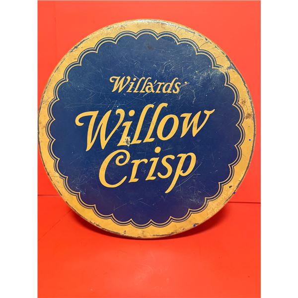 vintage Willards' Willow Crisp chocolate candy advertising tin