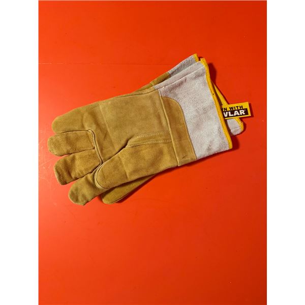 welding gloves, stitched with Kevlar thread for durability.