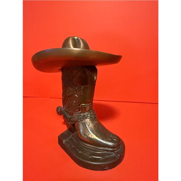 vintage metal Roy Rogers cowboy boot coin bank.