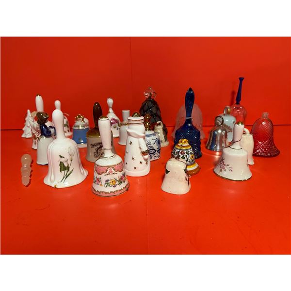 assorted porcelain and glass collectible bells