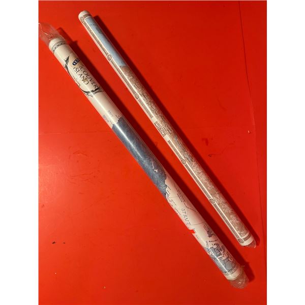 2 rolled-up maps featuring Vancouver Island and the The west Coast one is laminated