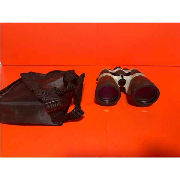 high-powered binoculars with a carrying bag