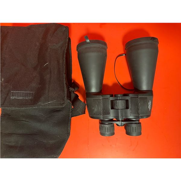 high-powered binoculars with a carrying bag