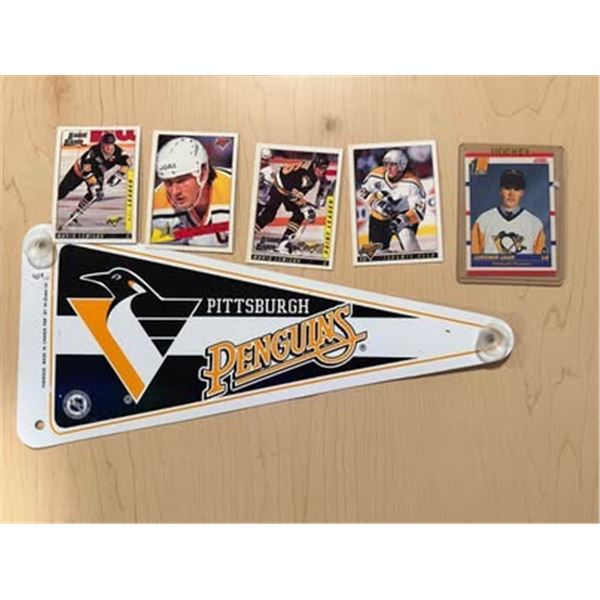 Pittsburgh Penguins car pennant and notable players cards