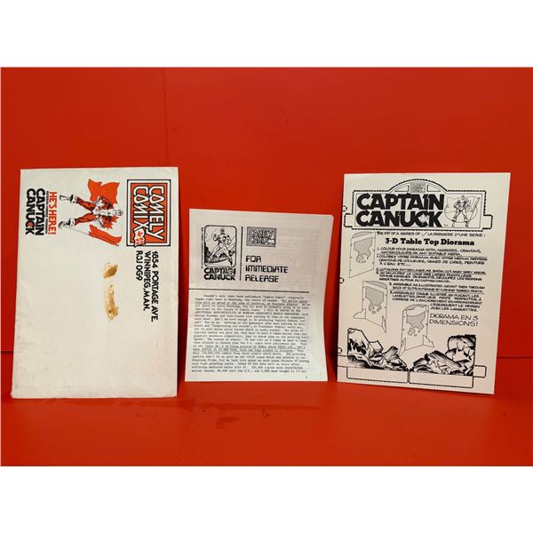 Captain Canuck comic book and a 3-D table top diorama kit. The comic is from Comely Comix